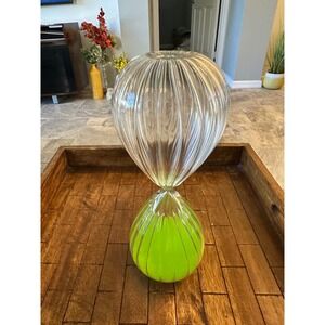 Clear‎ Glass Hourglass Green Sand Unique Home Decor Accent Piece